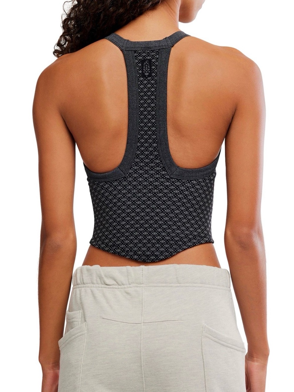FP Movement Women’s All Clear V Neck Jacquard Cami in Black Holiday - Picture 2 of 8